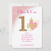 EINJÄHRIGE MÄDCHENGEBURTSEINLADUNG EINLADUNG (Vorderseite)