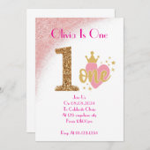 EINJÄHRIGE MÄDCHENGEBURTSEINLADUNG EINLADUNG (Vorne/Hinten)