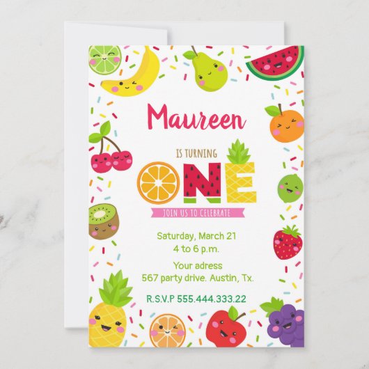 Einjährige süße Einladung, Party Einladung (Vorderseite)