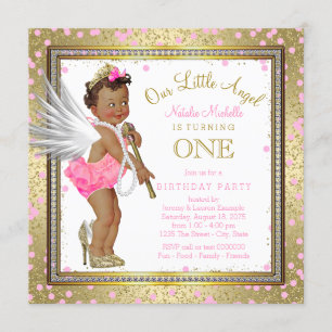 Einjähriger Geburtstag von Little Angel Ethnic Gir Einladung