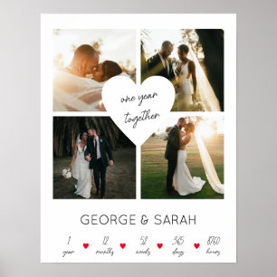 Einjähriger Hochzeitstag 4 Fotos Poster