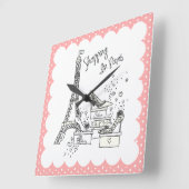 Einkauf in der Pariser Mauer Quadratische Wanduhr (Winkel)