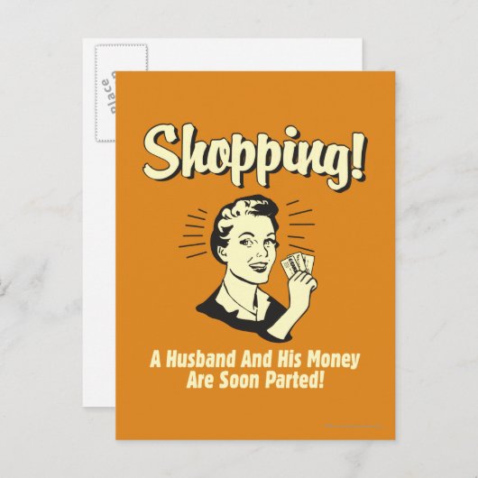 Einkauf: Mann und sein Geld Postkarte (Vorne/Hinten)