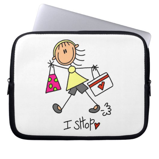 Einkauf-Stickfigur Laptopschutzhülle (Vorderseite)