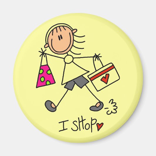 Einkauf-Stickfigur Magnet (Vorne)