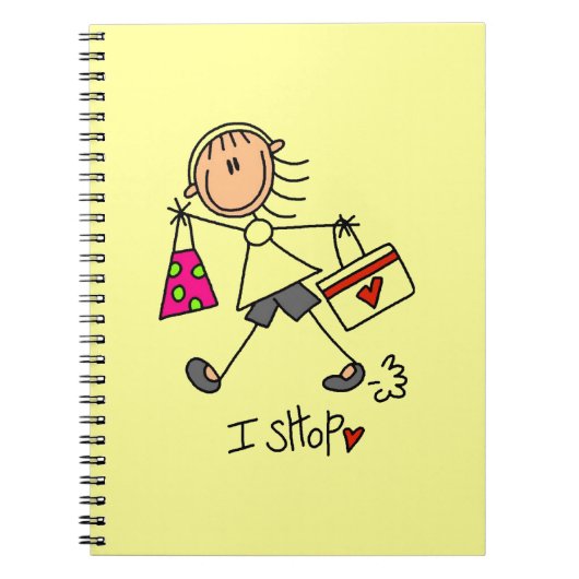Einkauf-Stickfigur Notizblock (Vorderseite)
