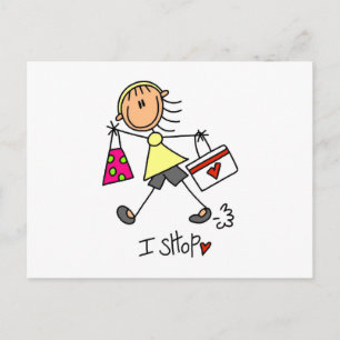 Einkauf-Stickfigur Postkarte