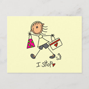 Einkauf-Stickfigur Postkarte