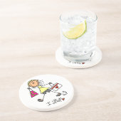 Einkauf-Stickfigur Sandstein Untersetzer (Seite)