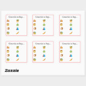 Einkauf von Lebensmitteln Quadratischer Aufkleber (Blatt)