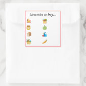 Einkauf von Lebensmitteln Quadratischer Aufkleber (Tasche)