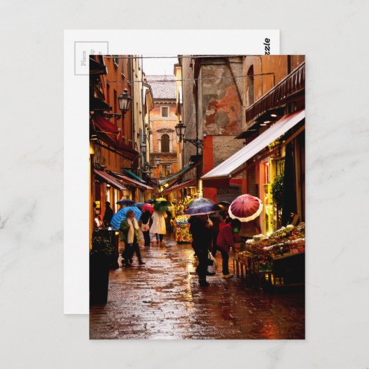 Einkäufe im Regen Postkarte (Vorne/Hinten)