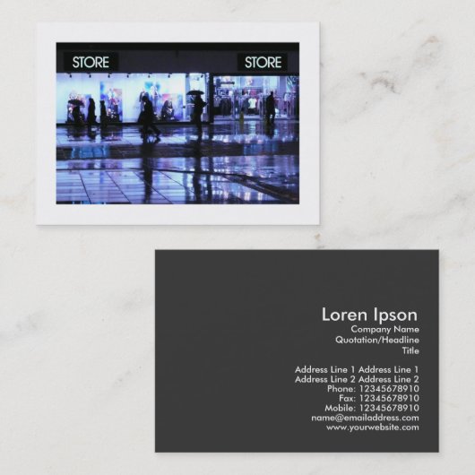 Einkäufe im Regen Visitenkarte (Vorne/Hinten)