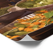 Einkäufe in einer Ölmalerei auf dem indischen Mark Poster (Ecke)