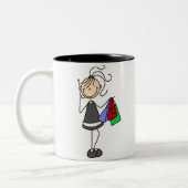 Einkaufen und Cellphone-Strichmännchen-Tasse Zweifarbige Tasse (Links)