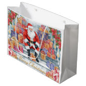 Einkaufen  Weihnachtsmann Frohe Weihnachten Große Geschenktüte (Vorderseite Schrägansicht)