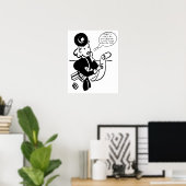 Einkaufsfrau mit lustigem Finanzangebot Poster (Heimbüro)