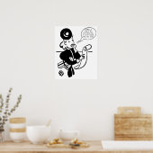 Einkaufsfrau mit lustigem Finanzangebot Poster (Küche)