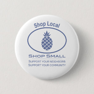 Einkaufsgeschäft vor Ort, Shop Kleine blaue Ananas Button