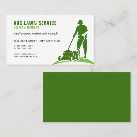 Einkaufskarte für den Rasenmäher Visitenkarte (Vorne/Hinten)