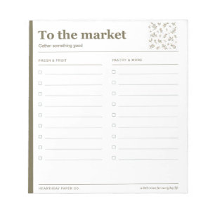 Einkaufsliste für den Markt Notizblock
