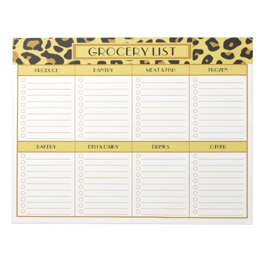 Einkaufsliste für Lebensmittel Notizblock (Vorderseite)