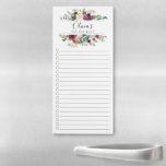Einkaufsliste für Wasserfarben Magnetischer Notizblock<br><div class="desc">Markierte Markthalle mit Markthalle mit einem Blumenrahmen in Aquarellfarben,  der mit Ihrem Namen personalisiert ist.</div>