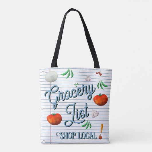 Einkaufsliste, lokal einkaufen tasche (Rückseite)