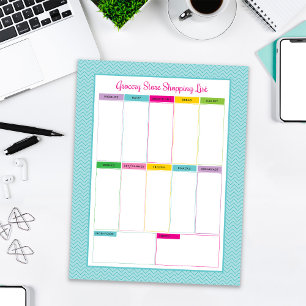 Einkaufsliste Notepad - Aqua Zickzack Notizblock