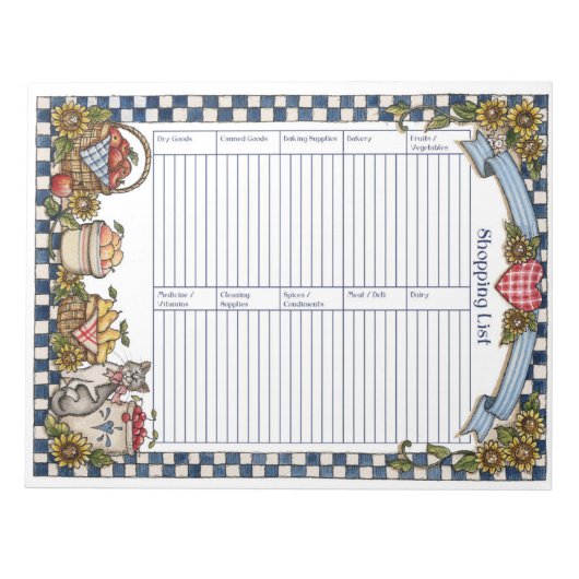 Einkaufsliste Notizblock (Vorderseite)