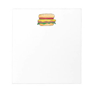 Einkaufsliste oder Menü Cheeseburger Notizblock