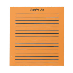 Einkaufsliste Orange Notepad Notizblock