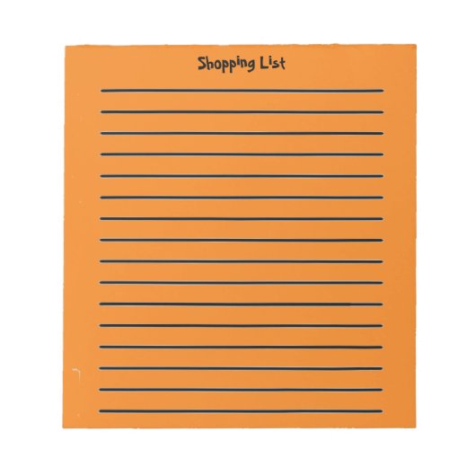 Einkaufsliste Orange Notepad Notizblock (Vorderseite)