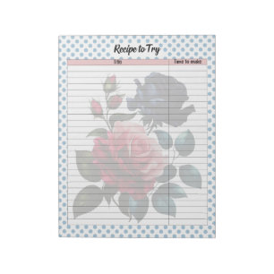Einkaufsliste Rosa und Blau Rose Notizblock
