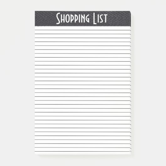Einkaufsliste Schwarz & Weiß Post-it Klebezettel (Vorderseite)