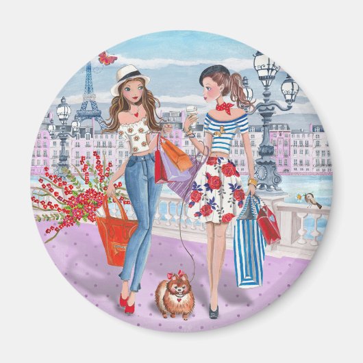 Einkaufsmädchen in Paris | Magnet (Vorne)