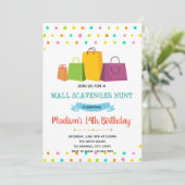 Einkaufsmöglichkeiten Mall Scavenger Hunt Einladun Einladung (Stehend Vorderseite)