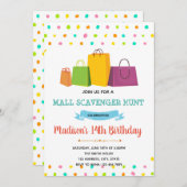 Einkaufsmöglichkeiten Mall Scavenger Hunt Einladun Einladung (Vorne/Hinten)
