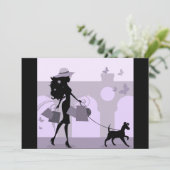 EinkaufsPartymädchen-Tagesheraus Party Einladung (Stehend Vorderseite)