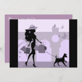 EinkaufsPartymädchen-Tagesheraus Party Einladung (Vorne/Hinten)