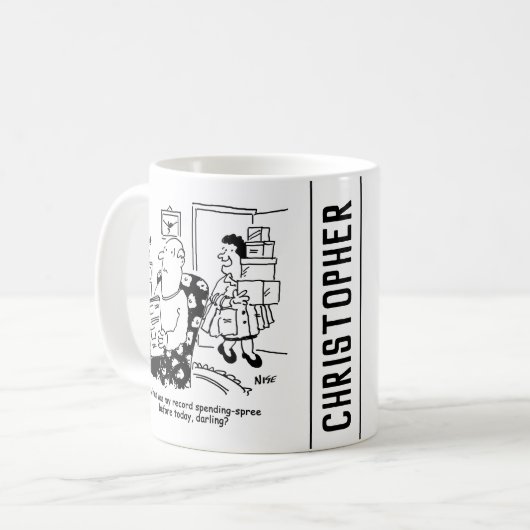 Einkaufsreise. Ausgaben. Überausgaben in den Gesch Kaffeetasse (Vorderseite Links)