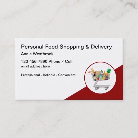 Einkaufsservice für persönliche Lebensmittel Visitenkarte (Vorderseite)