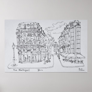 Einkaufsstraße  Rue Montorgueil, Paris, Frankreich Poster