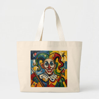 Einkaufstasche mit Clown-Porträt im Stil von Picas
