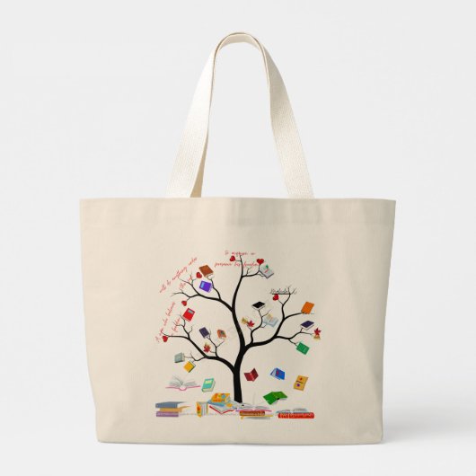 Einkaufstasche mit dem Baum der Bücher und Motivat (Rückseite)