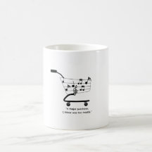 Einkaufswagen-Tasse mit Noten, lustig, Humor