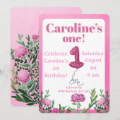 Einkaufszettel für den ersten Geburtstag mit einer Einladung (Vorne/Hinten)