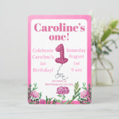 Einkaufszettel für den ersten Geburtstag mit einer Einladung (Stehend Vorderseite)