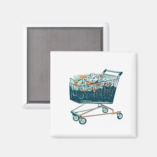 Einkaufwagen mit Klopapier Magnet (Vorderseite/Rückseite)