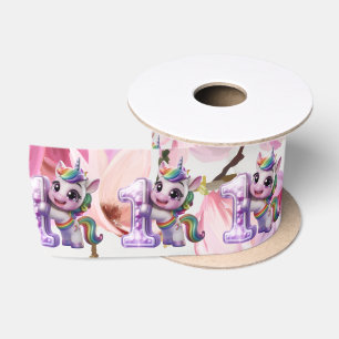Einkladung zur Babyparty mit Einhorn Satinband